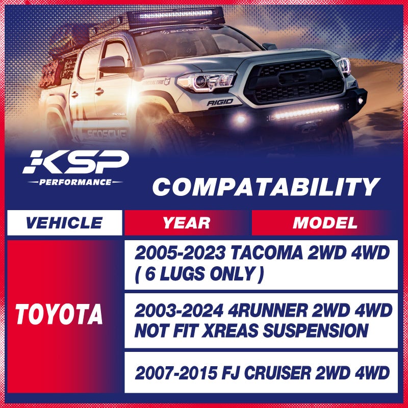 KSP PERFORMANCE KSP 3" Front Leveling Lift Kits fit for Tacoma 2005-2023 4Runner 2003-2024 FJ Cruiser 2007-2015ï¼ŒForged 6061-T6 Aluminum Strut Spacers Raise Front 3inch on To-yo-ta Pickup(Package of 2pcs,Black) - Image 2